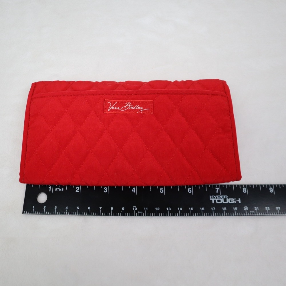 Vera BradleyMicrofiber Clutch Wallet Red Quilted Snap Closure NWT - Picture 7 of 8